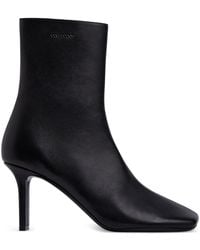 Courreges - Courregès Leather Ankle Boots With Square Toe - Lyst