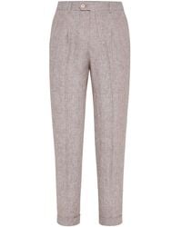Brunello Cucinelli - Light Linen Tapered Trousers - Lyst