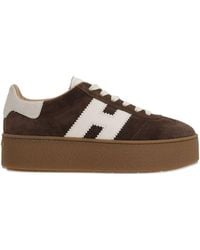 Hogan - Suede Sneakers With Platform Sole And Textured Back - Lyst
