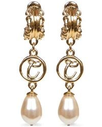 Chloé - Brass & Glass Pearl Pendent Earrings - Lyst