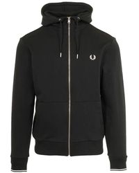 Fred Perry - Hooded Zip Through Sweatshirt - Lyst