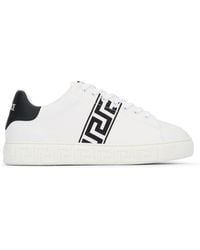 Versace - Greca Motif Calf Leather Sneakers - Lyst