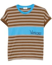 Versace - Striped Cotton T-Shirt - Lyst