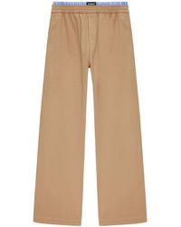 MSGM - Wide-Leg Cotton Gabardine Trousers With Double Elasticated Waistband - Lyst