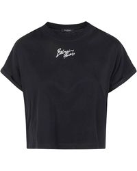 Balmain - Short Sleeves Paris" Cropped T-Shirt - Lyst
