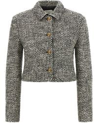 Versace - Bouclé Wool Blend Blouson Jacket - Lyst