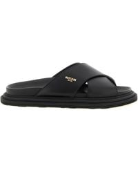 Moschino - Leather Sabots With Logo - Lyst