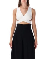 Alaïa - Alaïa Ribbed Wrap Top - Lyst