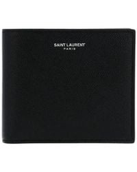 Saint Laurent - Leather Bi-Fold Wallet With Logo For - Lyst