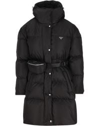 Prada - Re-Nylon Belted Padded Coat - Lyst