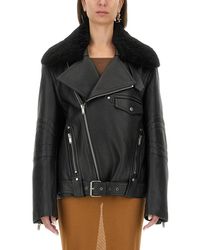 Saint Laurent - Biker Leather Jacket With Removable Collar - Lyst