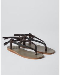 Brunello Cucinelli - Dark Leather Thong Sandals - Lyst