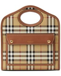 Burberry - Check-Patterned Canvas Mini Tote - Lyst