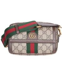 Gucci - Gg Supreme Ad Leather Mini Ophidia Crossbody Bag - Lyst