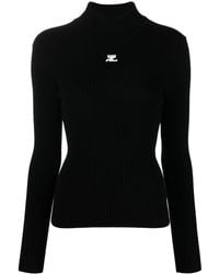 Courreges - Courrèges Rib Knit Mock Neck Sweater - Lyst