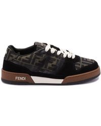 Fendi - Match Ff Jacquard Fabric And Suede Sneakers - Lyst