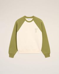 Ami Paris - Boxy Fit Blanc Creme Matcha Cotton Hoodie - Lyst