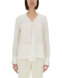 Theory - Silk Georgette Blouse With V-Neckline - Lyst