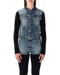 Coperni - Hybrid Rib Knit And Denim Trompe-L'Œil Jacket - Lyst