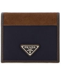 Prada - Two-Tone Fabric And Suede Wallet - Lyst