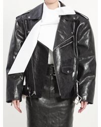 Saint Laurent - Pebbled Leather Biker Jacket - Lyst