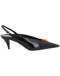 Versace - Leather Slingback With Medium Heel - Lyst