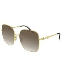 Gucci - Horsebit Metal Square Sunglasses - Lyst