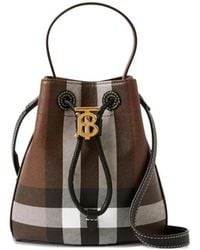 Burberry - Mini Check Bucket Bag - Lyst