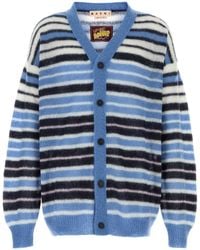 Marni - Logo-Embroidered Striped Mohair-Blend Cardigan - Lyst