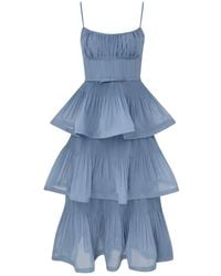 Zimmermann - 'pleated Tiered Midi' Dress - Lyst