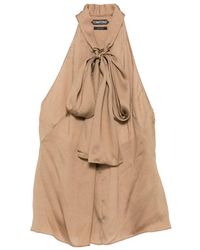 Tom Ford - Top Pussy-Bow Halterneck Silk - Lyst