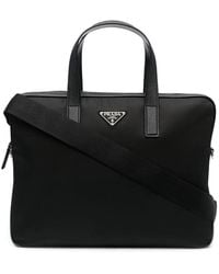 Prada - Re-Nylon Leather-Trimmed Briefcase - Lyst