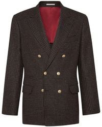 Brunello Cucinelli - Wool-Alpaca-Silk Prince-Of-Wales Blazer - Lyst