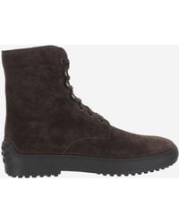 Tod's - Ankle Boots Suede Dark - Lyst
