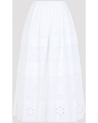 Celine - Cotton Eyelet Layered Skirt - Lyst