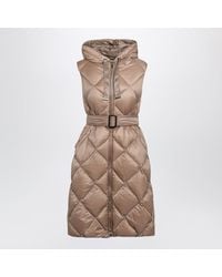 Max Mara - Camel Belted Sleeveless Down Jacket - Lyst