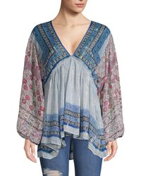 Free People Aliyah Printed Tunic - Blue