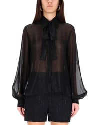 Max Mara - Striped Silk Chiffon Shirt - Lyst