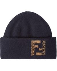 Fendi - Cap With Logo Wool And Cashmere Virgin Hat - Lyst