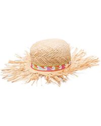 PUCCI - Round Straw Hat With Elegant Ribbon Band - Lyst