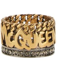 McQueen - Antiqued Gold Graffiti Ring - Lyst