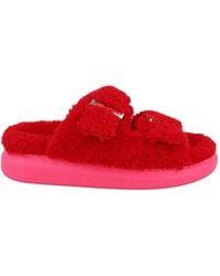 McQueen - Shearling Slide Sandals - Lyst