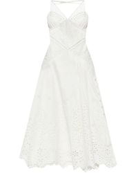 Self-Portrait - Strap Dress With Leaf Embroidery - Lyst