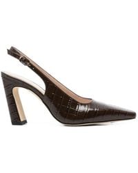 Stuart Weitzman - Croc-Effect Slingback Pumps - Lyst