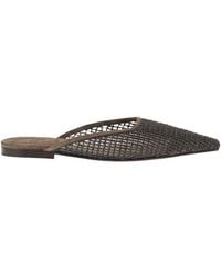 Brunello Cucinelli - Suede Mules With Precious Net Embroidery - Lyst