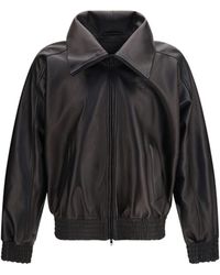 Balenciaga - High-Neck Leather Jacket - Lyst