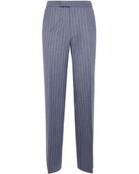 Tom Ford - Mouliné Pinstripe Twill Flannel Colbert High-Waist Wide Pant - Lyst