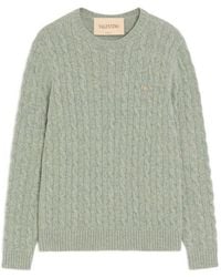Valentino Garavani - Wool Cable-Knit Pullover With Vlogo - Lyst