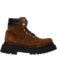 Ami Paris - Lace-Up Suede Ankle Boots - Lyst