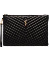 Saint Laurent - Cassandre Matelassé Leather Tablet Pouch Bags - Lyst